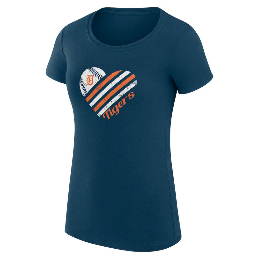 Detroit Tigers G-III 4Her by Carl Banks Women's Super-Slim Fit Lightweight Heart Graphic T-Shirt - Navy T-shirts