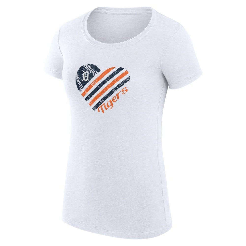 Detroit Tigers G-III 4Her by Carl Banks Women's Super-Slim Fit Lightweight Heart Graphic T-Shirt - White T-shirts