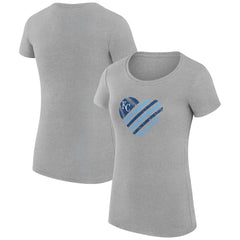 Kansas City Royals G-III 4Her by Carl Banks Women's Super-Slim Fit Lightweight Heart Graphic T-Shirt - Heather Gray T-shirts