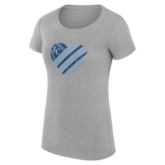 Kansas City Royals G-III 4Her by Carl Banks Women's Super-Slim Fit Lightweight Heart Graphic T-Shirt - Heather Gray T-shirts