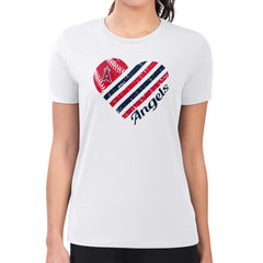 Los Angeles Angels G-III 4Her by Carl Banks Women's Super-Slim Fit Lightweight Heart Graphic T-Shirt - White T-shirts