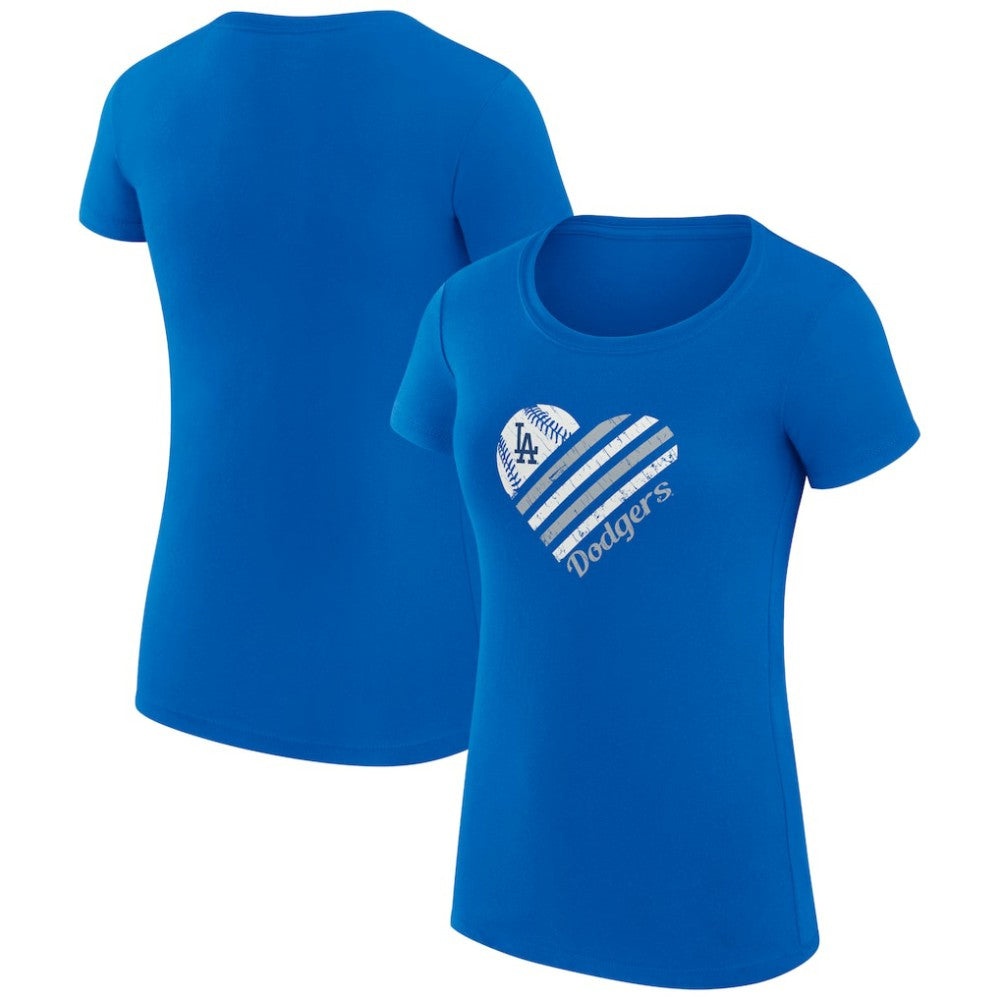 Los Angeles Dodgers G-III 4Her by Carl Banks Women's Super-Slim Fit Lightweight Heart Graphic T-Shirt - Royal T-shirts