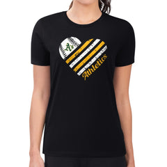 Athletics G-III 4Her by Carl Banks Women's Super-Slim Fit Lightweight Heart Graphic T-Shirt - Black T-shirts