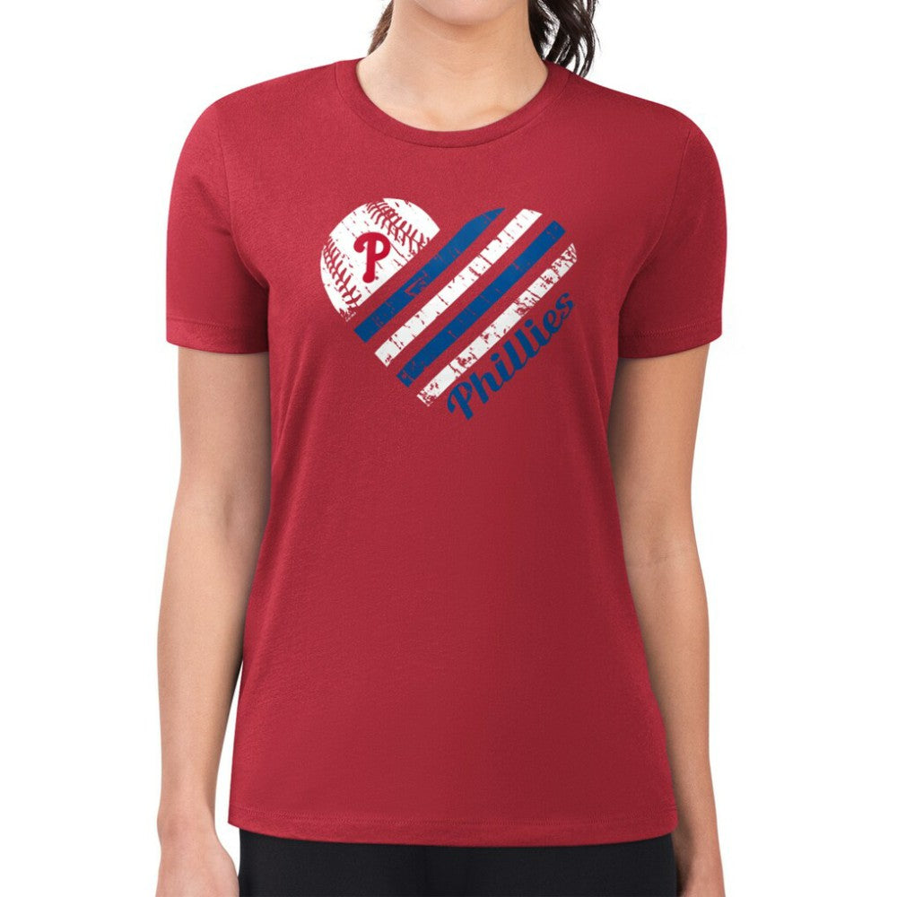 Philadelphia Phillies G-III 4Her by Carl Banks Women's Super-Slim Fit Lightweight Heart Graphic T-Shirt - Red T-shirts