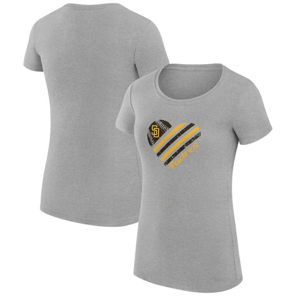 San Diego Padres G-III 4Her by Carl Banks Women's Super-Slim Fit Lightweight Heart Graphic T-Shirt - Heather Gray T-shirts