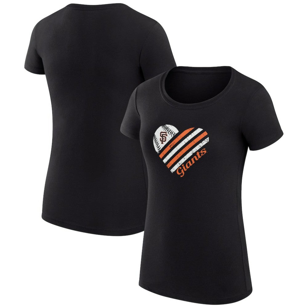 San Francisco Giants G-III 4Her by Carl Banks Women's Super-Slim Fit Lightweight Heart Graphic T-Shirt - Black T-shirts