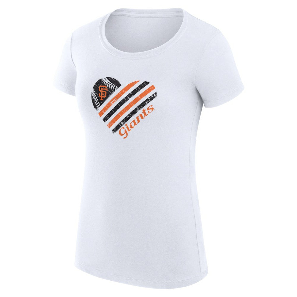 San Francisco Giants G-III 4Her by Carl Banks Women's Super-Slim Fit Lightweight Heart Graphic T-Shirt - White T-shirts