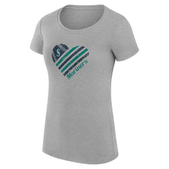 Seattle Mariners G-III 4Her by Carl Banks Women's Super-Slim Fit Lightweight Heart Graphic T-Shirt - Heather Gray T-shirts
