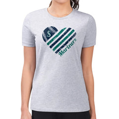 Seattle Mariners G-III 4Her by Carl Banks Women's Super-Slim Fit Lightweight Heart Graphic T-Shirt - Heather Gray T-shirts