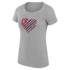 St. Louis Cardinals G-III 4Her by Carl Banks Women's Super-Slim Fit Lightweight Heart Graphic T-Shirt - Heather Gray T-shirts