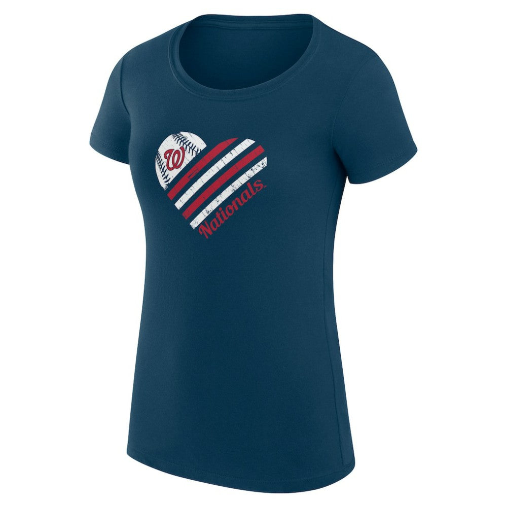 Washington Nationals G-III 4Her by Carl Banks Women's Super-Slim Fit Lightweight Heart Graphic T-Shirt - Navy T-shirts