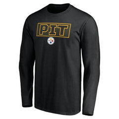 Pittsburgh Steelers Squad Throwbacks Long Sleeve T-Shirt - Black T-shirts