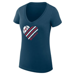Atlanta Braves G-III 4Her by Carl Banks Women's Super-Slim Fit Lightweight Heart V-Neck T-Shirt - Navy T-shirts