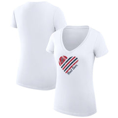 Boston Red Sox G-III 4Her by Carl Banks Women's Super-Slim Fit Lightweight Heart V-Neck T-Shirt - White T-shirts