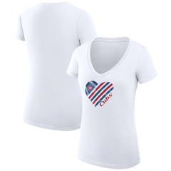 Chicago Cubs G-III 4Her by Carl Banks Women's Super-Slim Fit Lightweight Heart V-Neck T-Shirt - White T-shirts