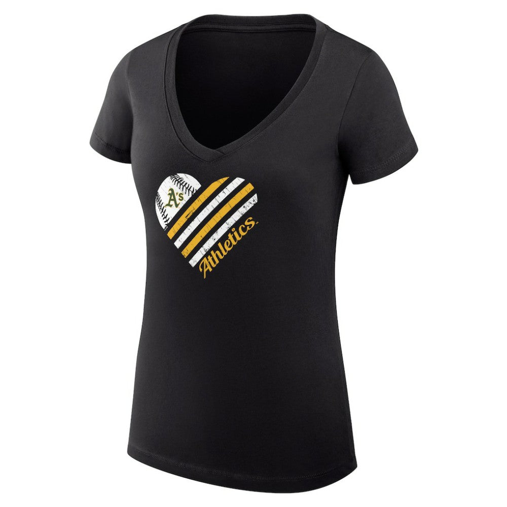Athletics G-III 4Her by Carl Banks Women's Super-Slim Fit Lightweight Heart V-Neck T-Shirt - Black T-shirts