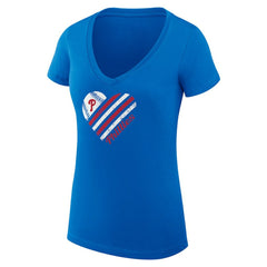 Philadelphia Phillies G-III 4Her by Carl Banks Women's Super-Slim Fit Lightweight Heart V-Neck T-Shirt - Royal T-shirts