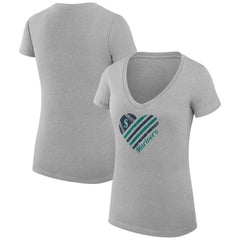Seattle Mariners G-III 4Her by Carl Banks Women's Super-Slim Fit Lightweight Heart V-Neck T-Shirt - Heather Gray T-shirts