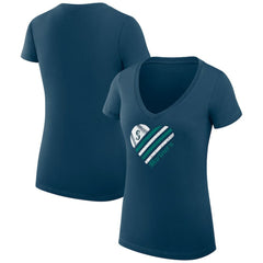 Seattle Mariners G-III 4Her by Carl Banks Women's Super-Slim Fit Lightweight Heart V-Neck T-Shirt - Navy T-shirts