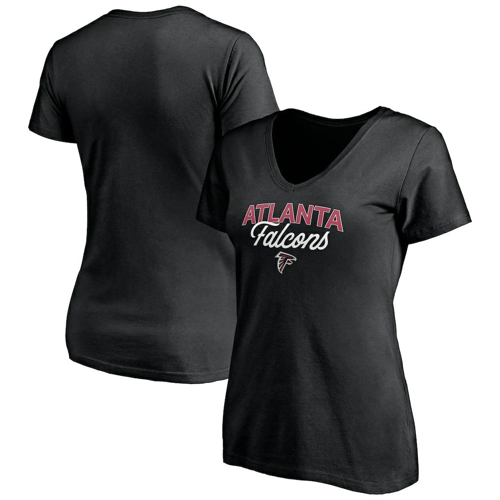 Atlanta Falcons Women's Depth Chart V-Neck T-Shirt - Black T-shirts