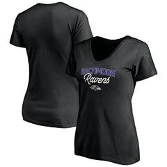 Baltimore Ravens Women's Depth Chart V-Neck T-Shirt - Black T-shirts