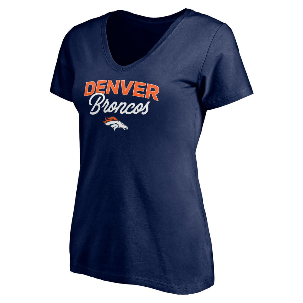 Denver Broncos Women's Depth Chart V-Neck T-Shirt - Navy T-shirts