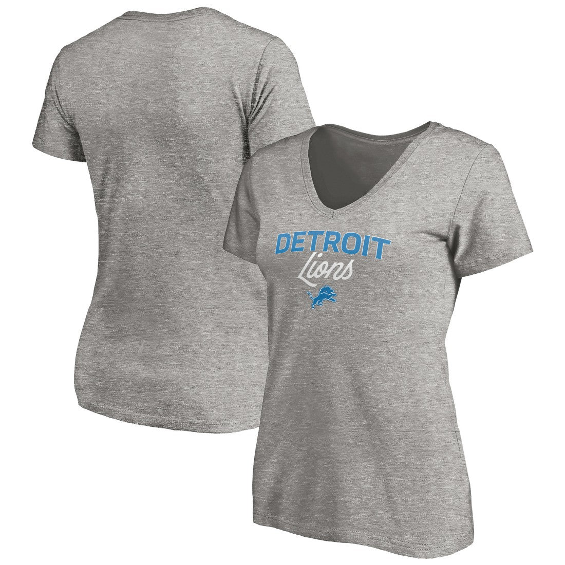 Detroit Lions Women's Depth Chart V-Neck T-Shirt - Gray T-shirts