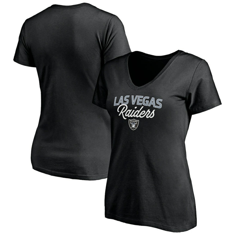 Las Vegas Raiders Women's Depth Chart V-Neck T-Shirt - Black T-shirts