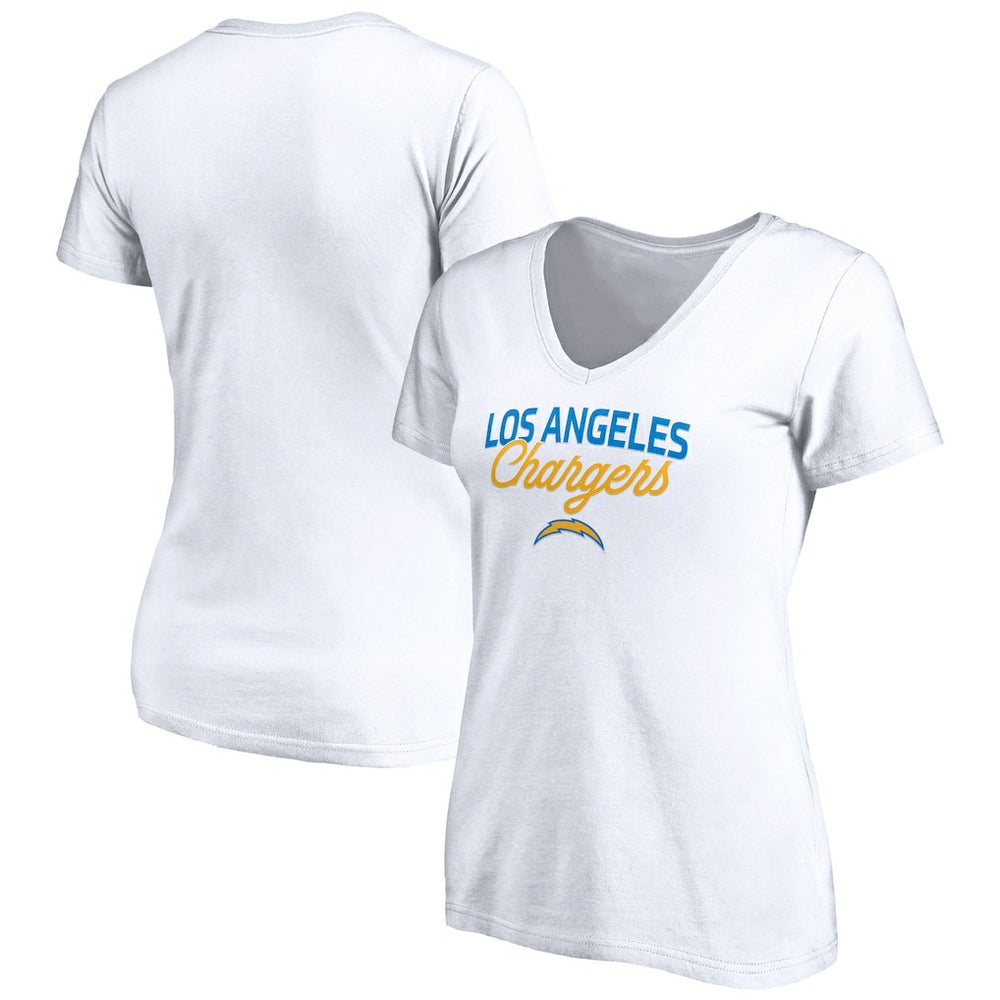 Los Angeles Chargers Women's Depth Chart V-Neck T-Shirt - White T-shirts