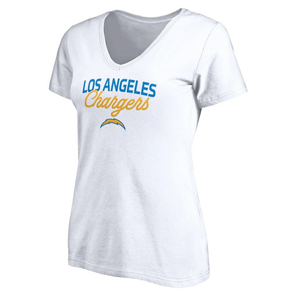 Los Angeles Chargers Women's Depth Chart V-Neck T-Shirt - White T-shirts