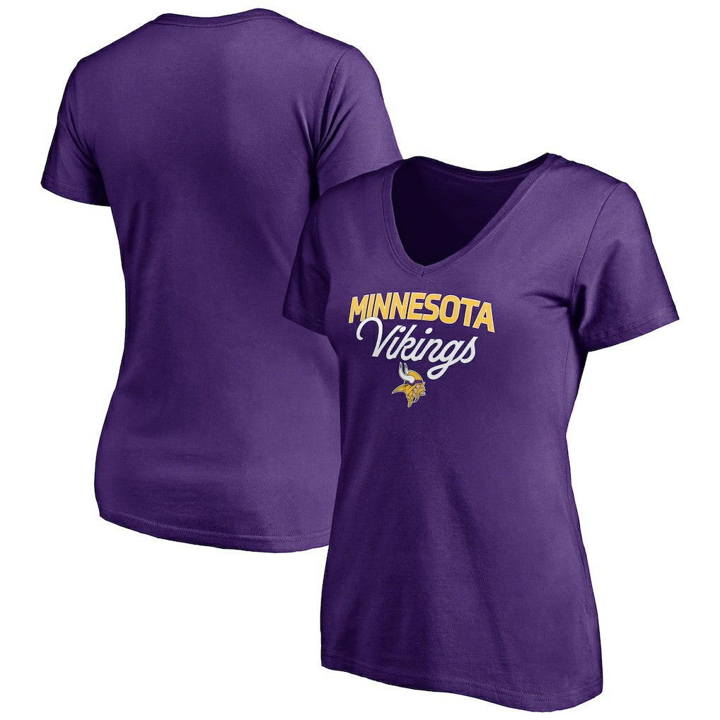 Minnesota Vikings Women's Depth Chart V-Neck T-Shirt - Purple T-shirts