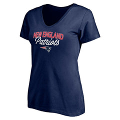 New England Patriots Women's Depth Chart V-Neck T-Shirt - Navy T-shirts