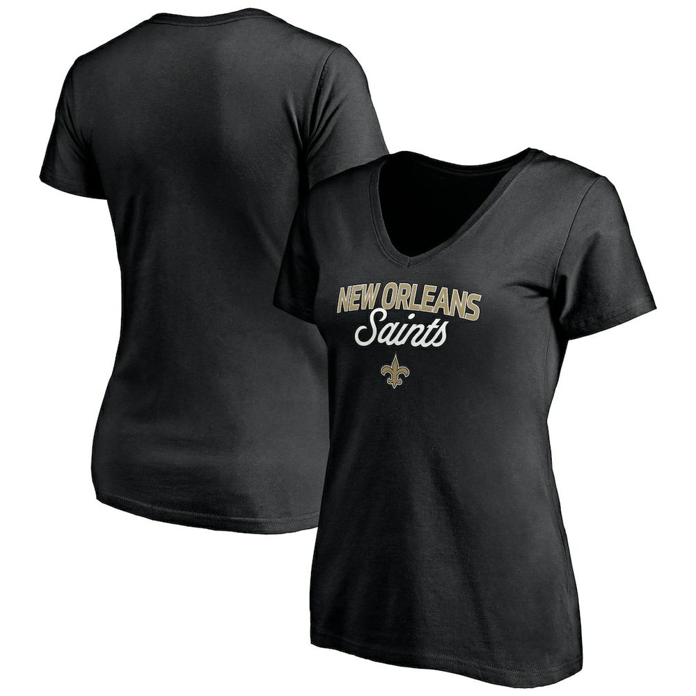 New Orleans Saints Women's Depth Chart V-Neck T-Shirt - Black T-shirts