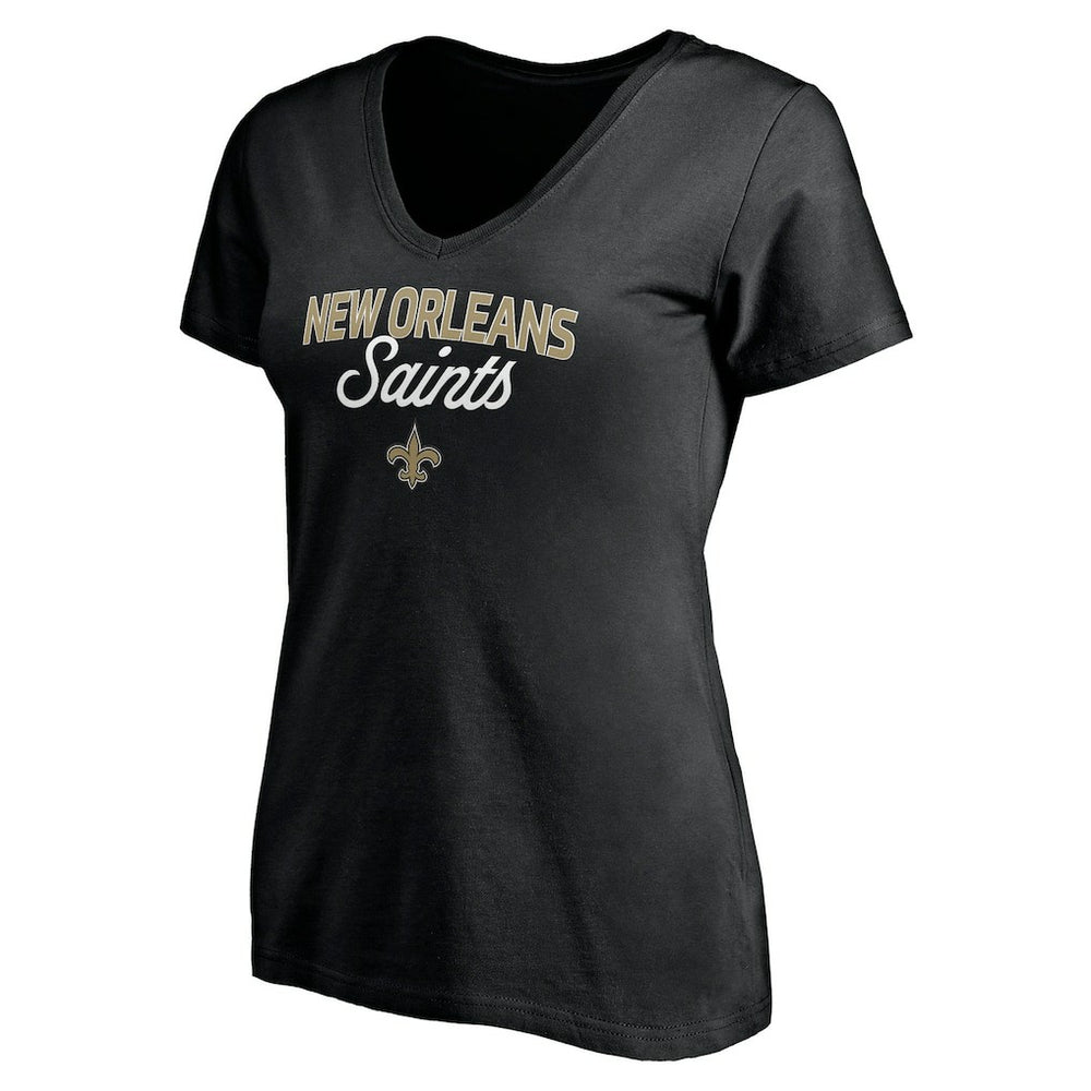 New Orleans Saints Women's Depth Chart V-Neck T-Shirt - Black T-shirts