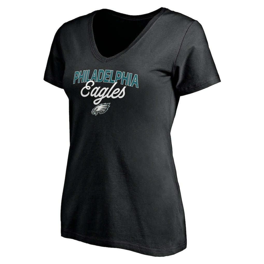 Philadelphia Eagles Women's Depth Chart V-Neck T-Shirt - Black T-shirts