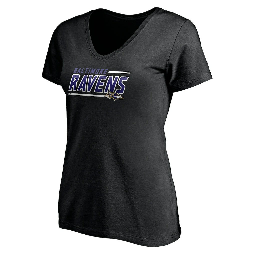 Baltimore Ravens Women's Mascot In Bounds V-Neck T-Shirt - Black T-shirts