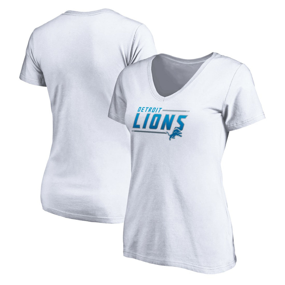 Detroit Lions Women's Mascot In Bounds V-Neck T-Shirt - White T-shirts