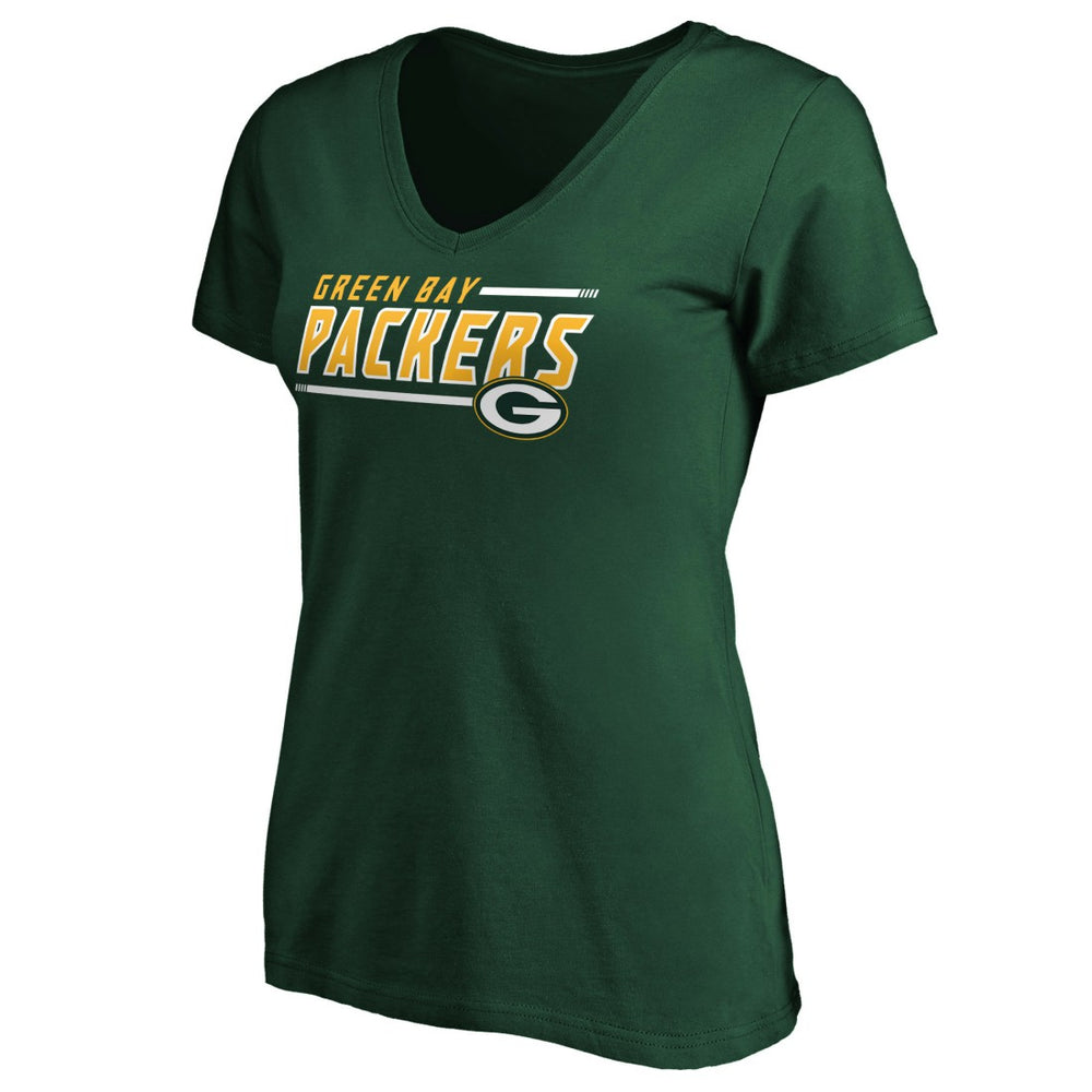 Green Bay Packers Women's Mascot In Bounds V-Neck T-Shirt - Green T-shirts