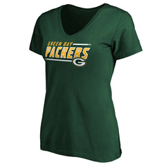 Green Bay Packers Women's Mascot In Bounds V-Neck T-Shirt - Green T-shirts