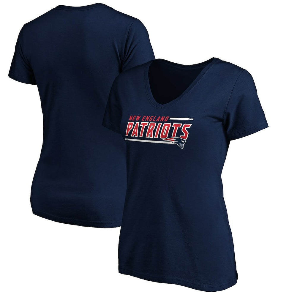 New England Patriots Women's Mascot In Bounds V-Neck T-Shirt - Navy T-shirts