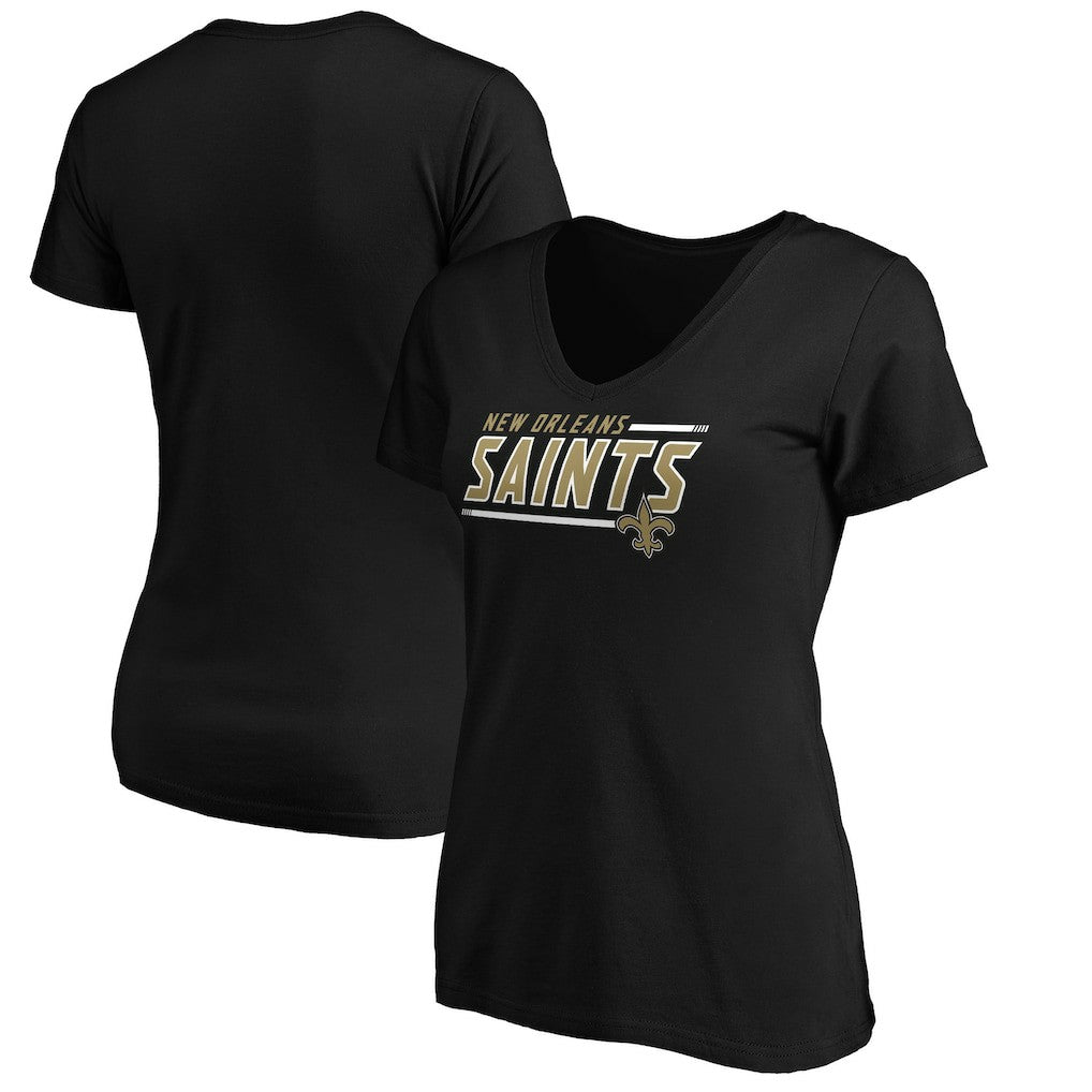 New Orleans Saints Women's Mascot In Bounds V-Neck T-Shirt - Black T-shirts