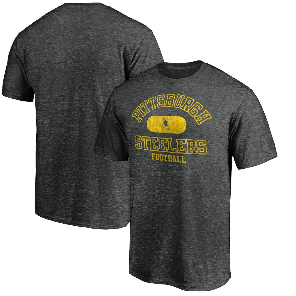 Pittsburgh Steelers Varsity Issued Throwback T-Shirt - Heather Charcoal T-shirts