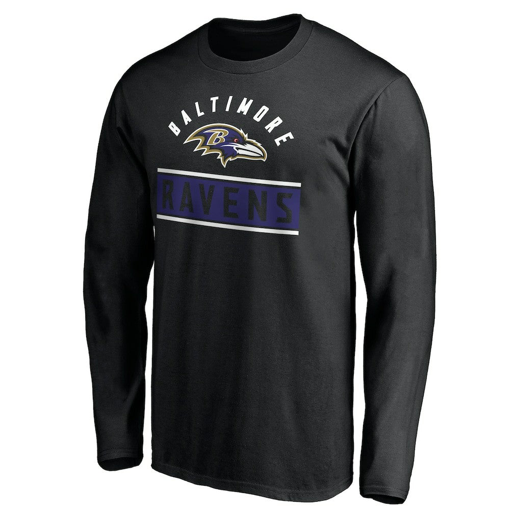 Baltimore Ravens Team Arch Knockout Long Sleeve T-Shirt - Black T-shirts