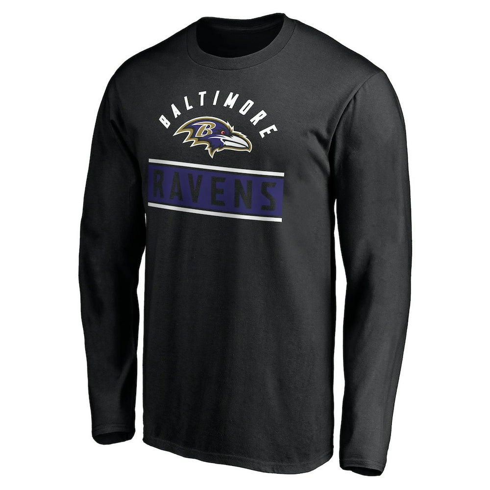 Baltimore Ravens Team Arch Knockout Long Sleeve T-Shirt - Black T-shirts