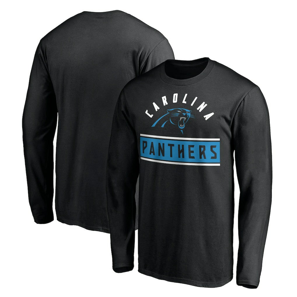 Carolina Panthers Team Arch Knockout Long Sleeve T-Shirt - Black T-shirts