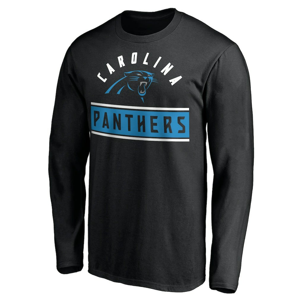 Carolina Panthers Team Arch Knockout Long Sleeve T-Shirt - Black T-shirts