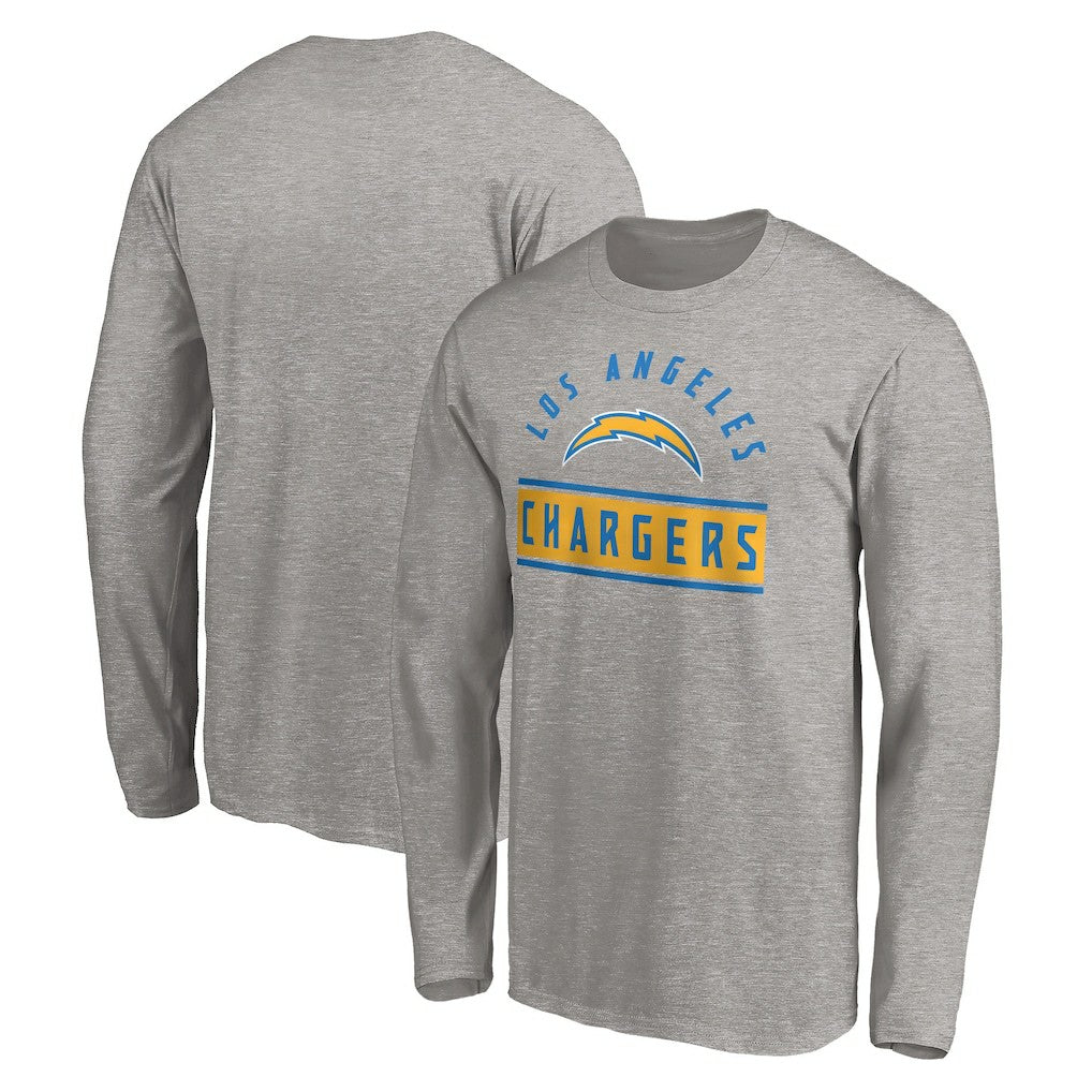 Los Angeles Chargers Team Arch Knockout Long Sleeve T-Shirt - Heather Gray T-shirts