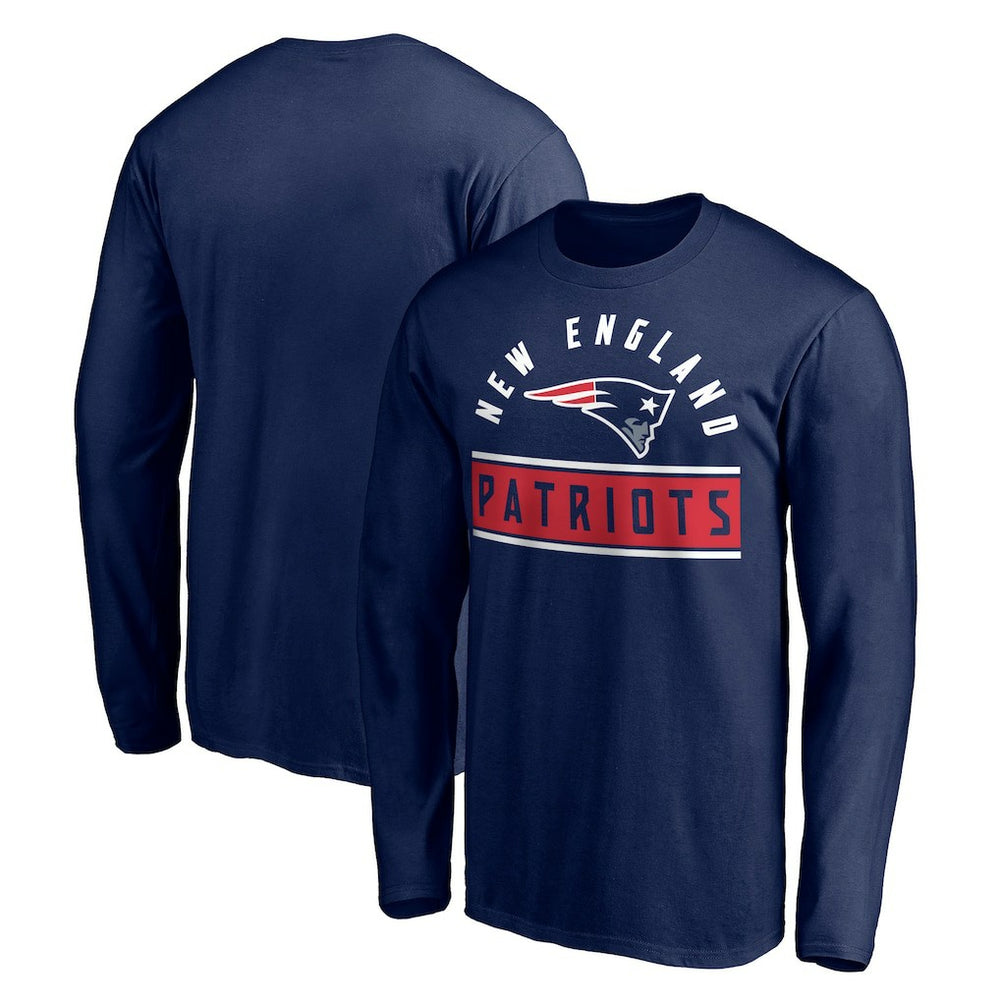 New England Patriots Team Arch Knockout Long Sleeve T-Shirt - Navy T-shirts