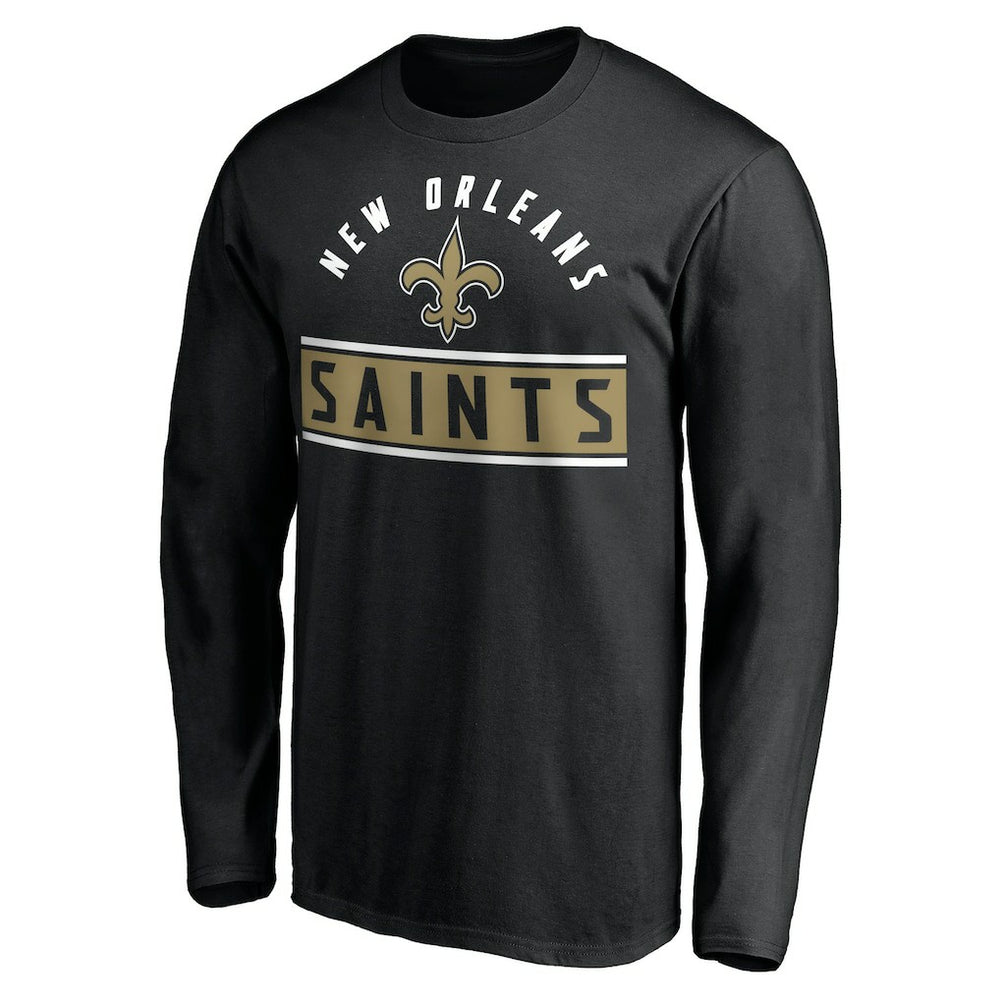New Orleans Saints Team Arch Knockout Long Sleeve T-Shirt - Black T-shirts