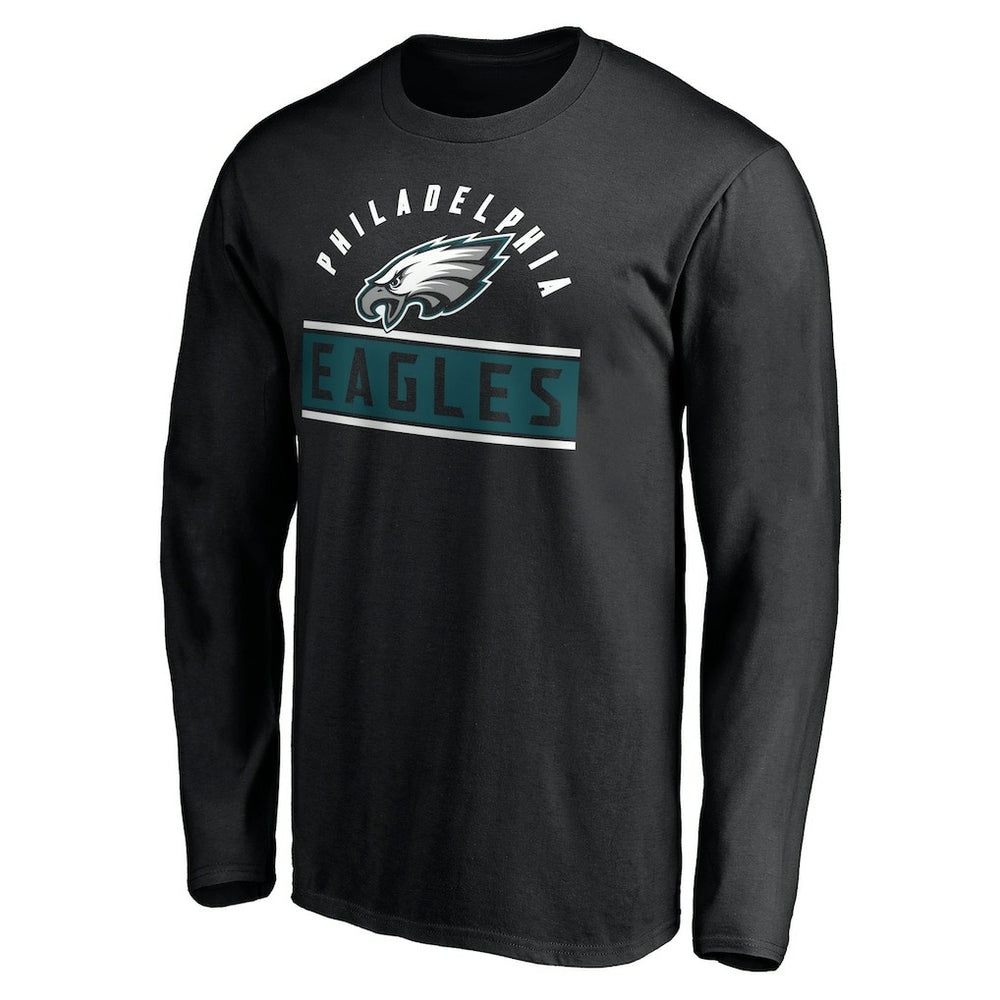 Philadelphia Eagles Team Arch Knockout Long Sleeve T-Shirt - Black T-shirts